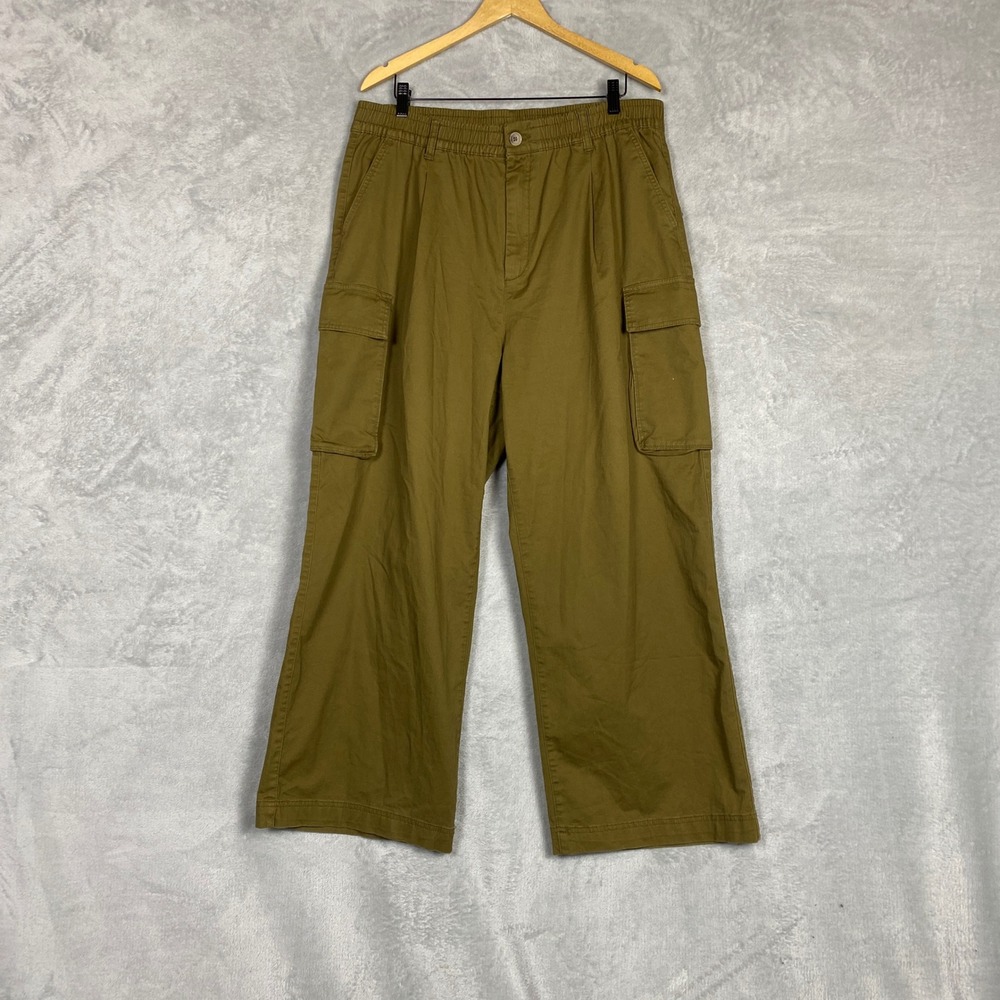 Old Navy Womens XL High Rise Wide Leg Cargo Pants Moss Green Utility Cargo